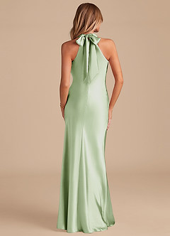Azazie Doretta Bridesmaid Dresses Dusty Sage Mermaid Bow Metallic Satin Dress image6