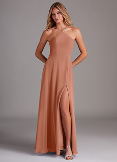 Azazie Bailey Bridesmaid Dresses MAI TAI A-Line Halter Side Slit Chiffon Dress image5