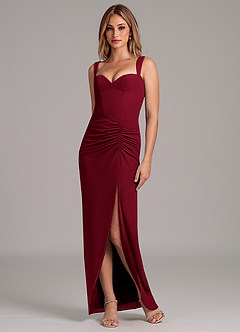 Azazie Ayla Final Sale Emerald Sheath Sweetheart Neckline Chiffon Dress image1