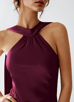 Veronica Cabernet Luminous Satin Maxi Dress image6