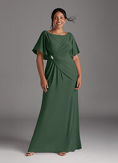 Azazie Louanne Mother of the Bride Dresses Eucalyptus Mermaid Boatneck Pleated Luxe Knit Dress image7