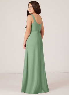 Azazie Renee Junior Matcha A-Line Side Slit Chiffon Dress image4