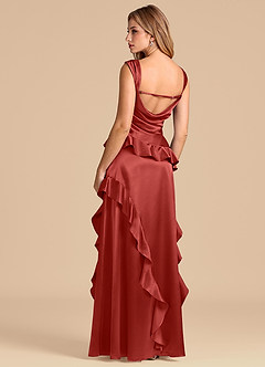 Azazie Sloane 신부 들러리 드레스 A라인 스윗하트 네크라인 메탈릭 새틴 바닥 길이 드레스 image2