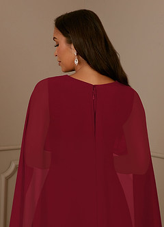 Azazie Isa Mother of the Bride Dresses Burgundy A-Line V-Neck Pleated Chiffon Dress image6