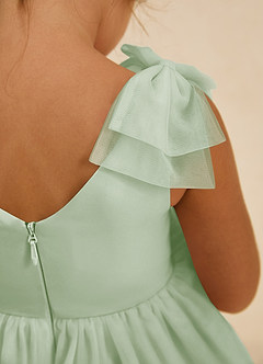 Azazie Vanellope Final Sale Dusty Sage A-Line Bow Tulle Dress image5