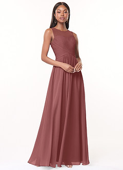 Azazie Gigi Final Sale Dolphin Grey A-Line Pleated Chiffon Dress image1