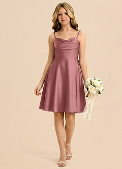 Azazie Bear Junior Amethyst A-Line Sweetheart Neckline Stretch Satin Dress image1