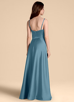 Azazie Prisha Junior Bermuda A-Line Pleated Stretch Satin Dress image2