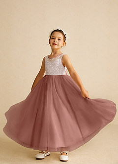 Azazie Tay Flower Girl Dresses Cedar Rose A-Line Sequins Tulle Dress image6