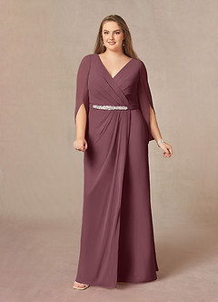 Azazie Belinda Mother of the Bride Dresses Sangria A-Line V-Neck Pleated Chiffon Dress image8