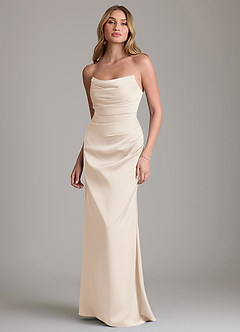 Azazie Lucille Bridesmaid Dresses White Alabaster Mermaid Strapless Stretch Satin Convertible Dress image1