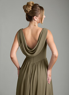 Azazie Novi Bridesmaid Dresses Willow Green A-Line Pleated Chiffon Dress image3