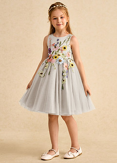 Azazie Prima Flower Girl Klänningar Klänning A-Line i Tyll Rosett image5