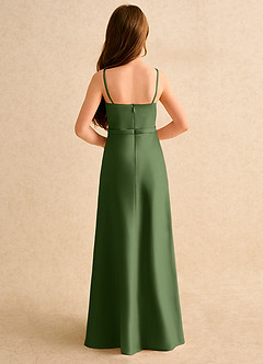Azazie Fishie Girls Formal Flower Girl Dresses Olive A-Line Matte Satin Dress image7
