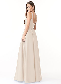 Azazie Neve Bridesmaid Dresses White Alabaster Ball-Gown with Pockets Stretch Satin Dress image4