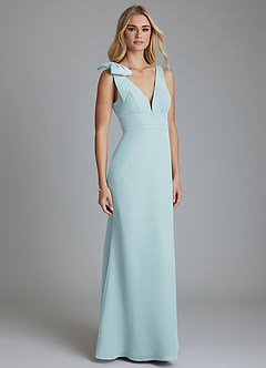 Azazie Taro Bridesmaid Dresses Mist Sheath Bow Chiffon Dress image1