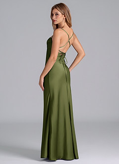 Azazie Seema Bridesmaid Dresses Olive Mermaid Corset Stretch Satin Dress image6