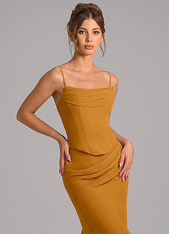 Azazie Sorrel Bridesmaid Dresses Butterscotch Mermaid Corset Chiffon Dress image8