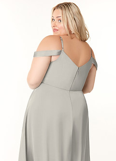 Azazie Ocean Bridesmaid Dresses Pebble A-Line V-Neck Pleated Stretch Satin Dress image11