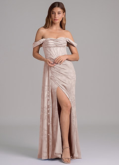 Azazie Amyra Bridesmaid Dresses Blushing Pink Mermaid Off the Shoulder Floral Burnout Convertible Dress image1