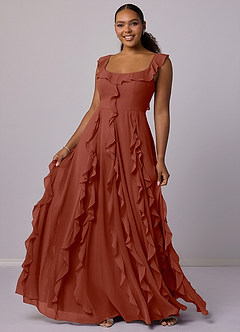 Barbie ♥ Azazie Bridesmaid Dresses Auburn A-Line with Pockets Chiffon Dress image10