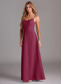Azazie Daenerys Bridesmaid Dresses Mulberry A-Line Cowl Chiffon Dress image4
