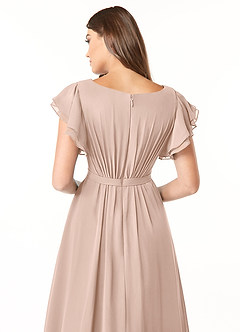 Azazie Daphne Modest Bridesmaid Dresses A-Line Ruffled Chiffon Floor-Length Dress image5