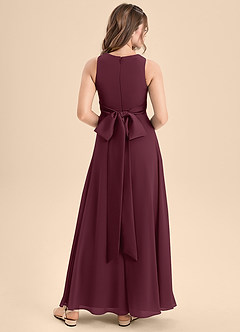 Azazie Lilenne Junior Cabernet A-Line Bow Chiffon Dress image2