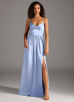 Azazie Zeya Bridesmaid Dresses Ice A-Line Pleated Stretch Satin Dress image2