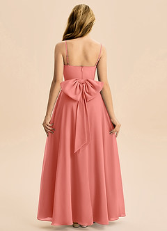 Azazie Bear Junior Vestido de Rosa Salmón de Gasa de Corte en A con Plisado image2