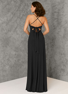 Azazie Aubrianna Vestidos de damas de honor Vestido de Negro de Punto de lujo de Corte en A con Plisado image3