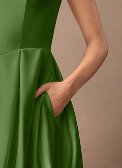 Azazie Fulton Moeder van de bruid jurken A-Lijn Jurk van Stretch Satijn Geplooid Basilicum image7