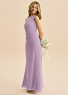 Azazie Floris Junior Abito A-Line in Chiffon Plissettato Glicine image5