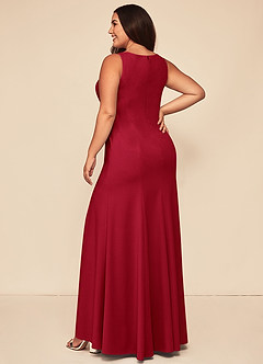 Azazie Rogue Bridesmaid Dresses Scarlet Mermaid Scoop Side Slit Stretch Crepe Dress image8
