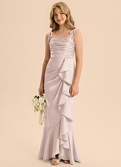 Azazie Ryan Junior Robe Fourreau en Satin extensible Arc Rose Pâle image4