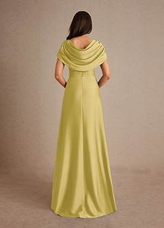 Azazie Branford Abiti per la Madre della Sposa Abito A-Line in Raso Elasticizzato Plissettato Canarino image3