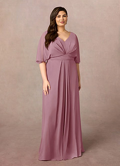 Azazie Oksana Kleider für die Brautmutter A-Linie V-Hals Gefaltet Chiffon Kleid Vintage Mauve image6