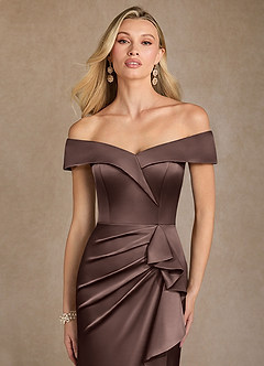 Azazie Laredo Suknie dla Matki Panny Młodej Syrena Zza ramienia Satyna elastyczna Długość podłogi Sukienka image12