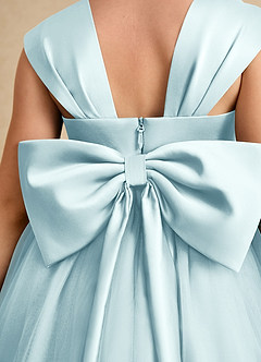 Azazie Chickadee Flower Girl Dresses Sea Glass Ball-Gown Sweetheart Neckline Matte Satin Dress image6