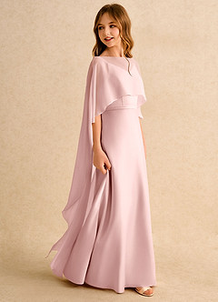 Azazie Fishie Junior Formal Blumenmädchenkleider A-Linie Matte Satin Kleid Puderrosa image6