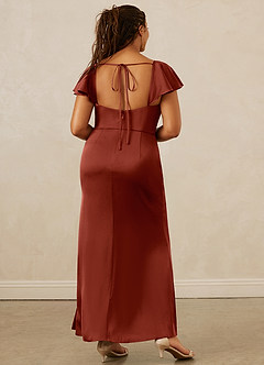 Christian Siriano Bridal for Azazie 1005 Robes de demoiselle d'honneur Robe Fourreau en Satin extensible Encolure en Forme de Cœur Terracotta image15