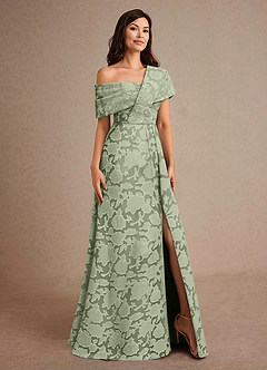 Azazie Milton Kleider für die Brautmutter A-Linie Plissee Blumen-Burnout Kleid Agave image5