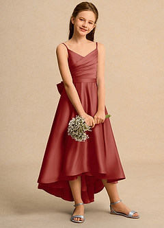 Azazie Sweets Junior Formal Flower Girl Klänningar Klä A-Line i Matt satäng Plisserad image5