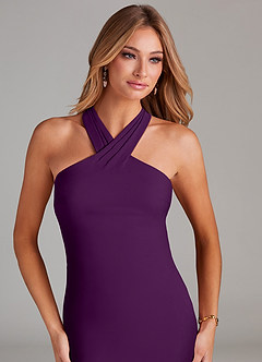 Azazie Doretta Bridesmaid Dresses Grape Mermaid Pleated Chiffon Dress image5
