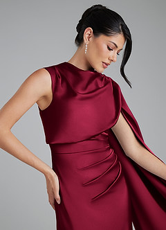 Azazie Taj Brautjungfernkleider Meerjungfrau-Linie Korsett Stretch-Satin Kleid Burgunderrot image3