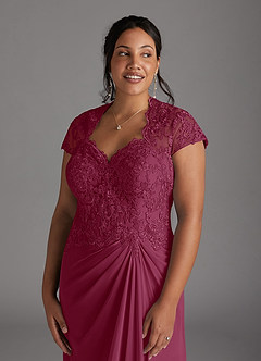 Azazie Junie Mère de la mariée Robes Robe Trapèze en Mousseline de soie Dentelle Mûre image4