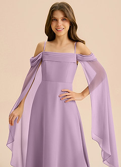 Azazie Moana Junior Linia A Pofałdowany Szyfon Długość podłogi Młodsza druhna Sukienka image7