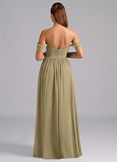 Azazie Saige 임산부 신부 들러리 드레스 A라인 주름진 쉬폰 플로어 길이 드레스 image2