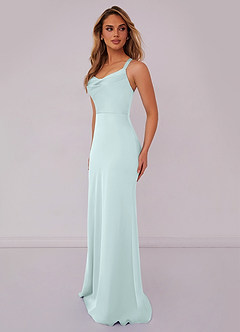 Barbie ♥ Azazie Brautjungfernkleider Meerjungfrau-Linie Plissee Stretch-Satin Kleid Seegrün image4