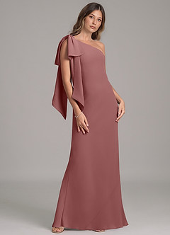 Azazie Capri Abiti da Damigella Abito A-Line in Chiffon Monospalla Rosa Del Deserto image4